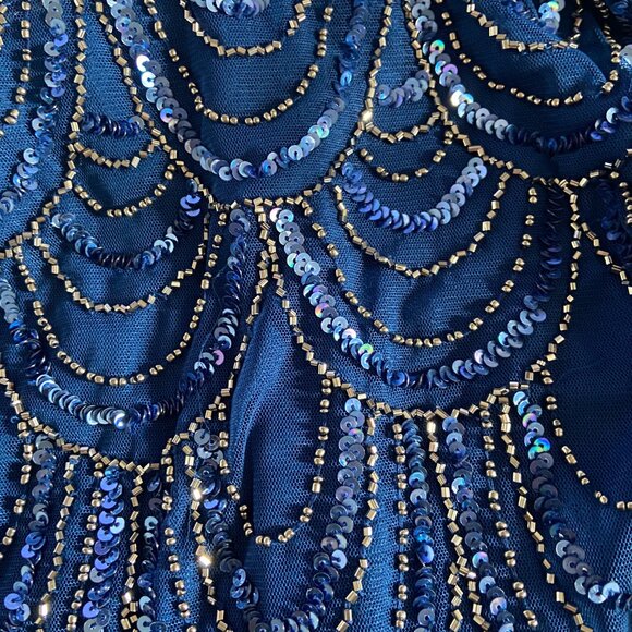 **J Kara** Women's  Sleeveless Beaded Pop Over Long Dress with Scarf 8P NWT - Picture 6 of 7